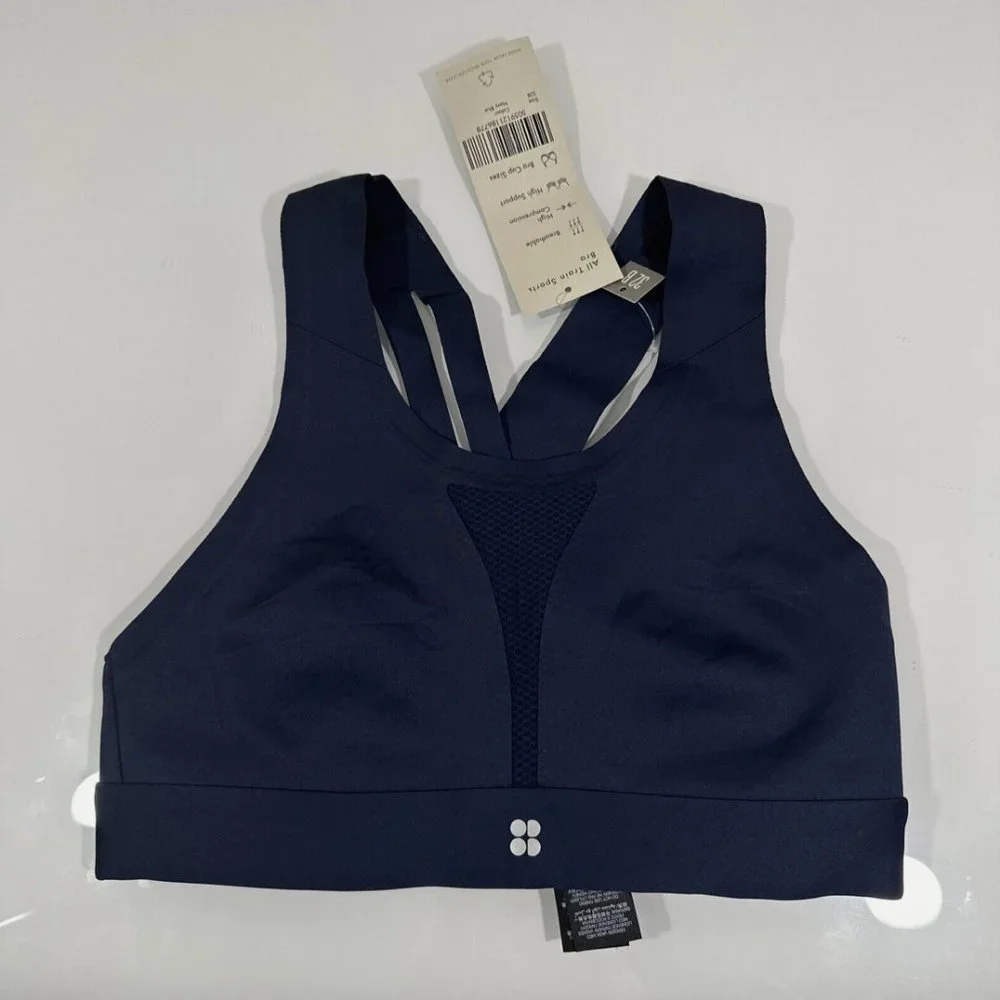 NWT $68 SWEATY BETTY [ XS‎ ] Power Medium Impact Sports Bra in Blue #5862